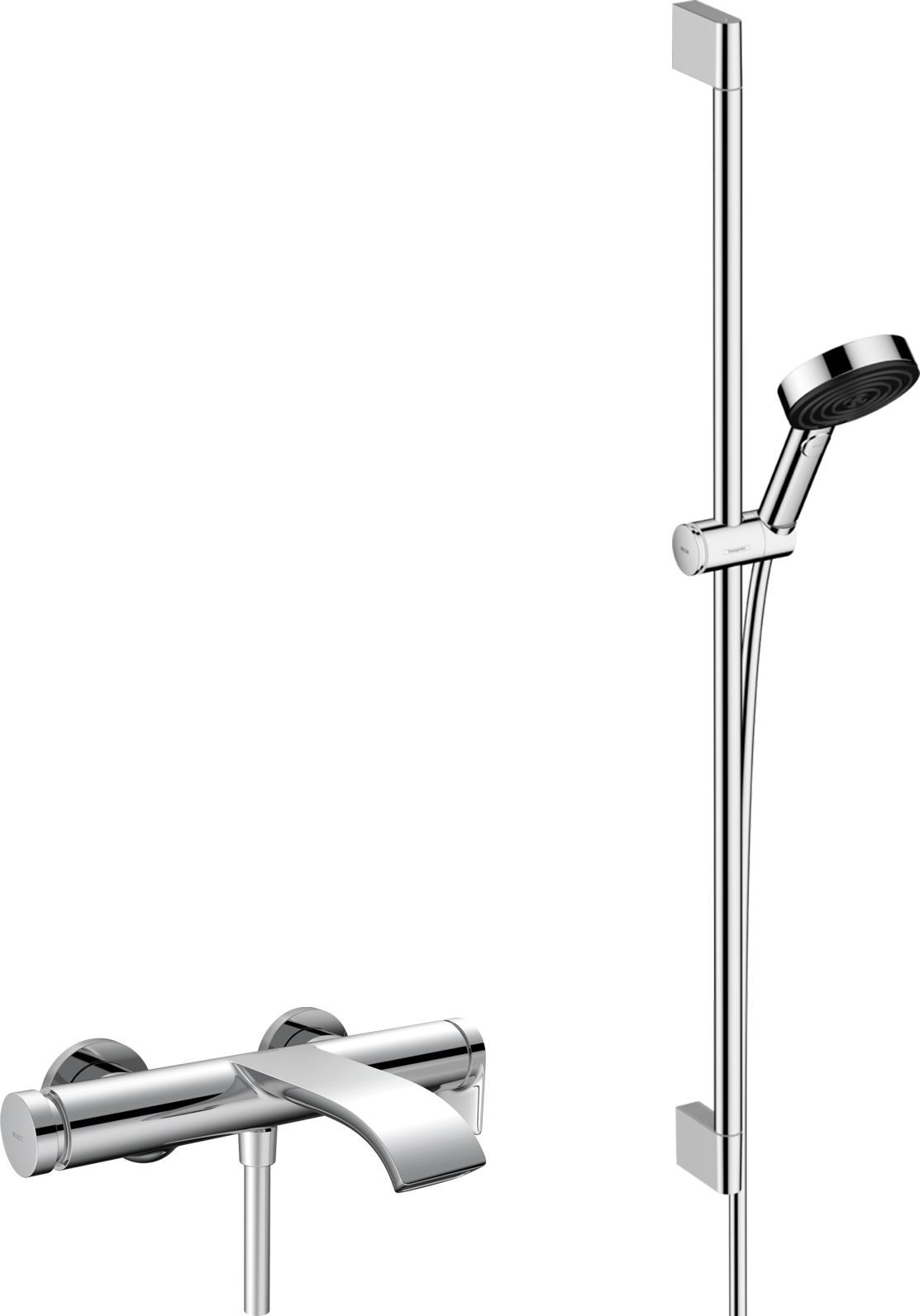 Смеситель для ванны с душем Hansgrohe Vivenis 75420000 + Душевой гарнитур Hansgrohe Pulsify Relaxation 105 3jet 24170000