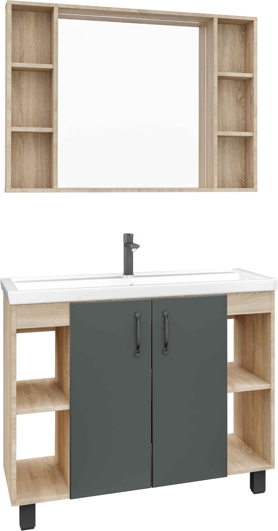 Мебель для ванной комнаты Grossman Флай 100 дуб сонома, серая