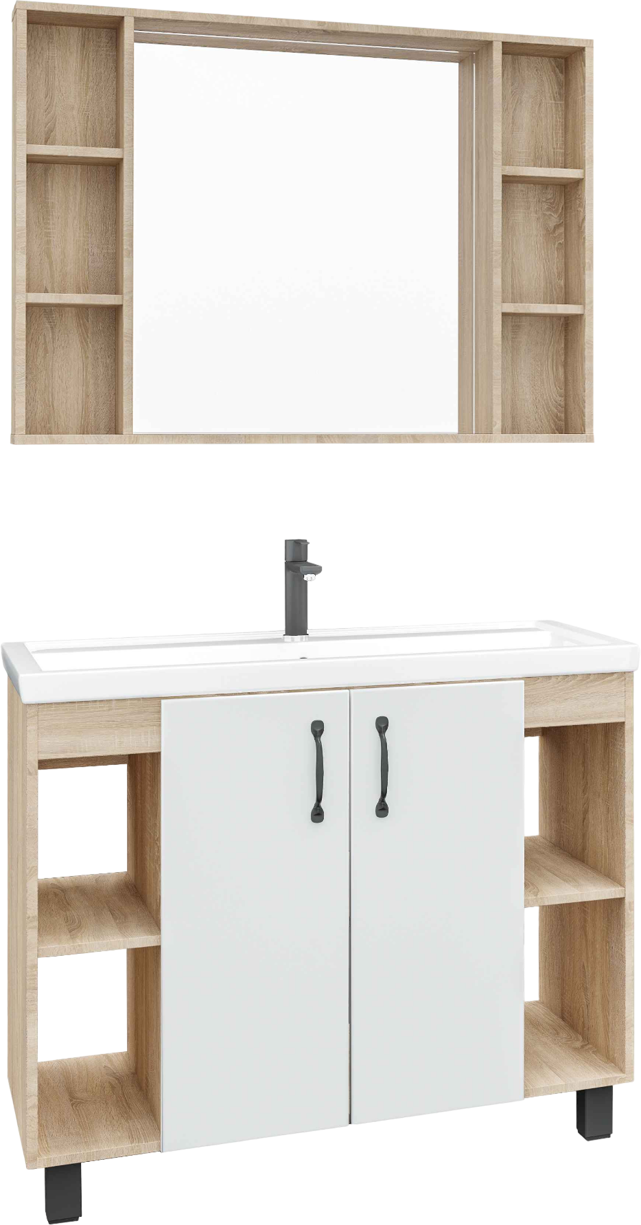 Мебель для ванной комнаты Grossman Флай 100 дуб сонома, белая