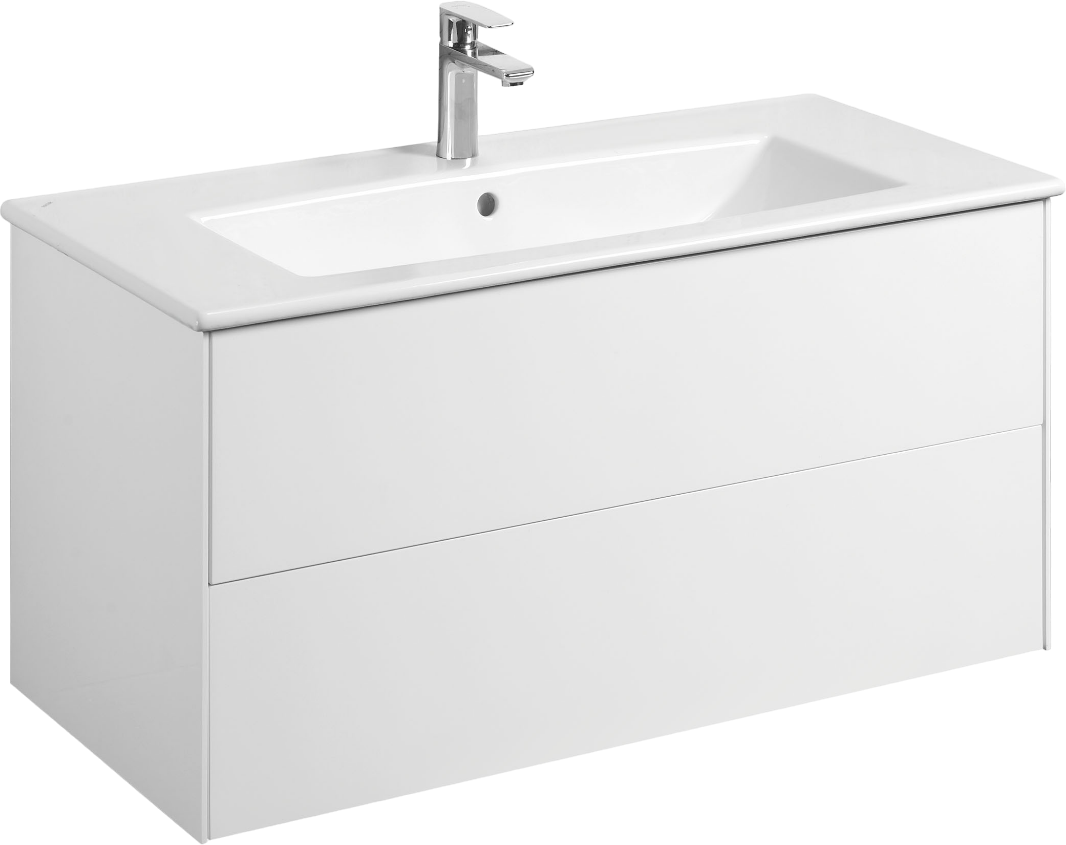Тумба с раковиной AQUATON Сохо 100 подвесная, белая глянцевая