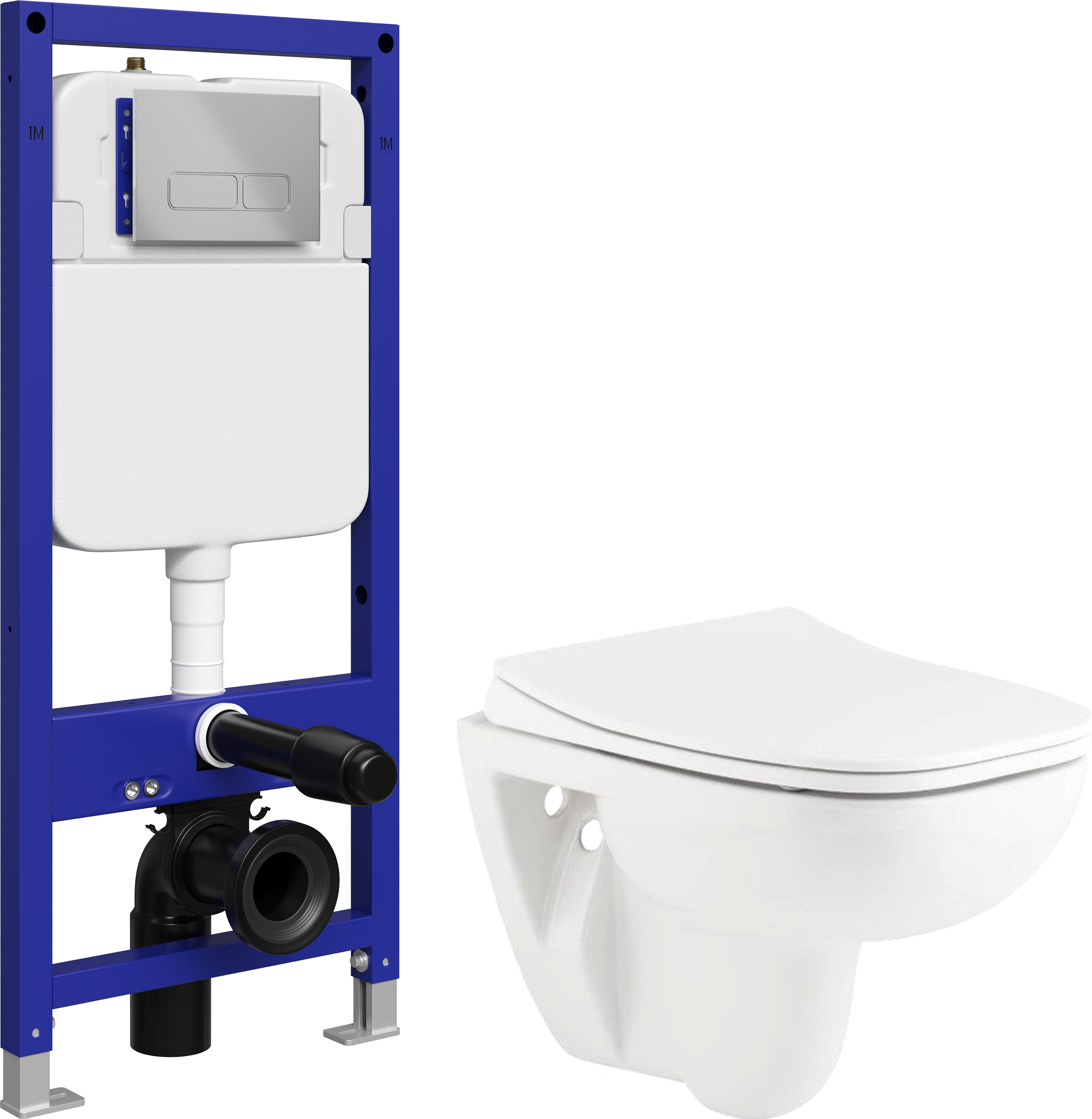 Комплект 5 в 1 Унитаз подвесной Seramiksan Petite A101002H + Сиденье AG50006, с микролифтом + Инсталляция с кнопкой STWORKI Кронборг S28500CR цвет хром + Шумоизоляция