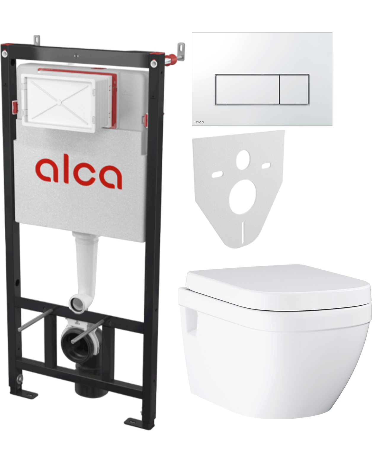 Комплект 2 в 1 Унитаз подвесной Grohe Euro Ceramic 39703000 + Инсталляция с кнопкой AlcaPlast AM101/1120-4:1 RU M571-0001 цвет хром глянец