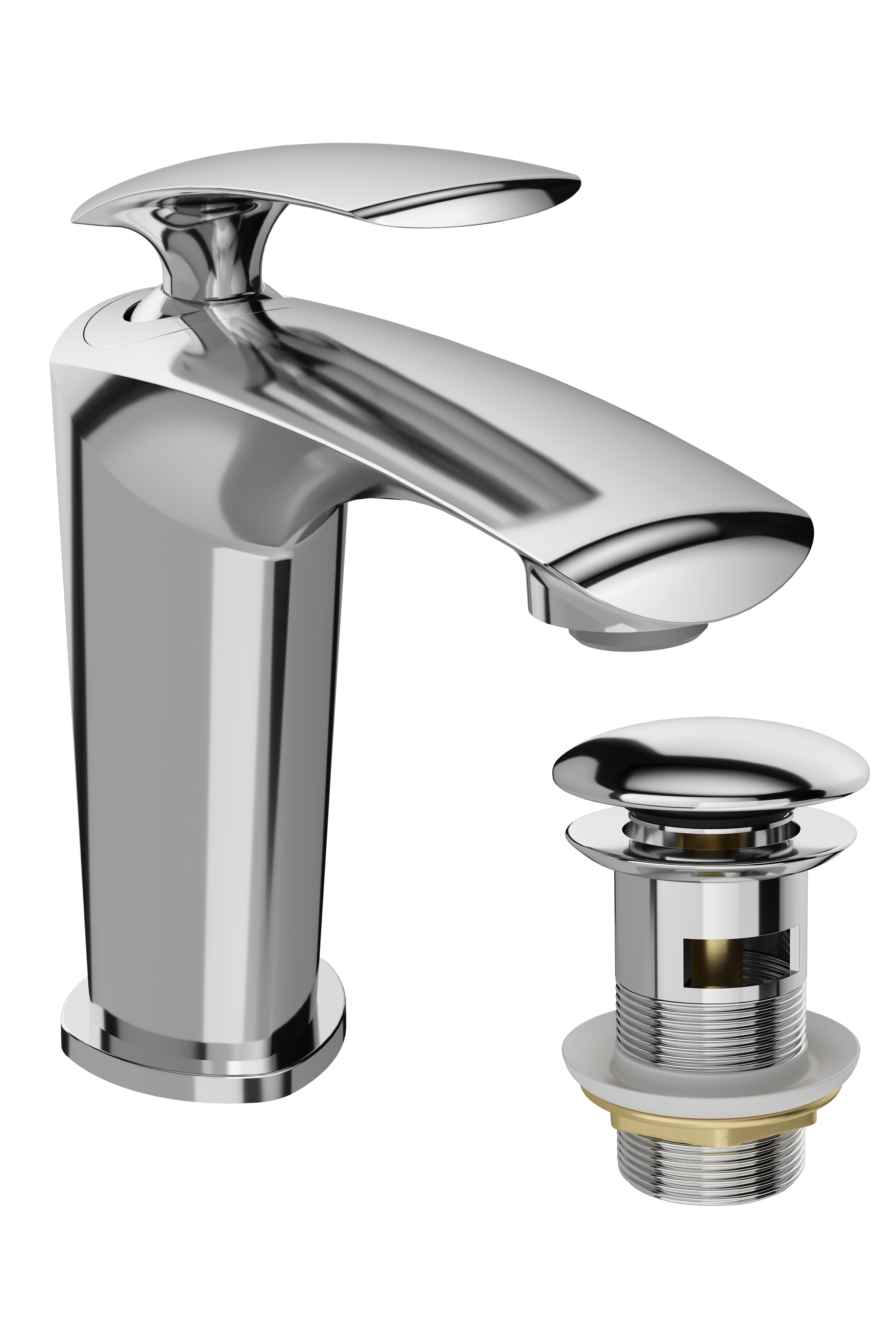 Смеситель для раковины STWORKI Гётеборг S03010CR + донный клапан SW-001CR хром