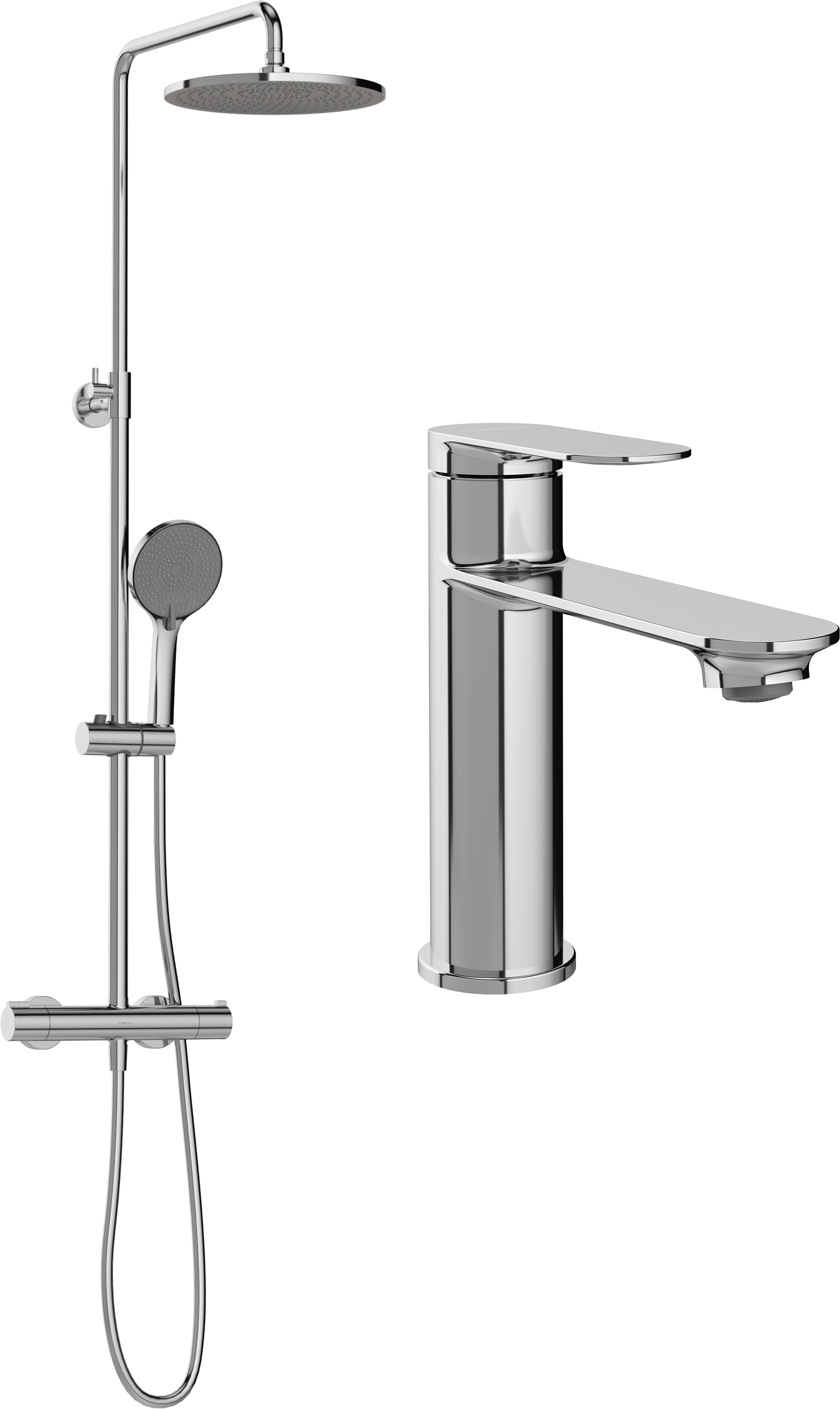 Комплект для ванной Смеситель STWORKI Сортланд S10010CR, хром + Стойка S10160CR, хром