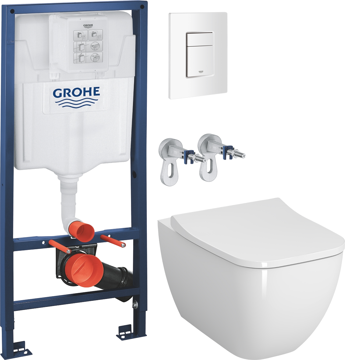 Комплект 3 в 1 Унитаз подвесной VitrA Shift 7742B003-0075 белая глянцевая + Сиденье Integra Square 810-003-009 быстросъемная, с микролифтом + Инсталляция с кнопкой Grohe Rapid SL 38772SH0 цвет белый
