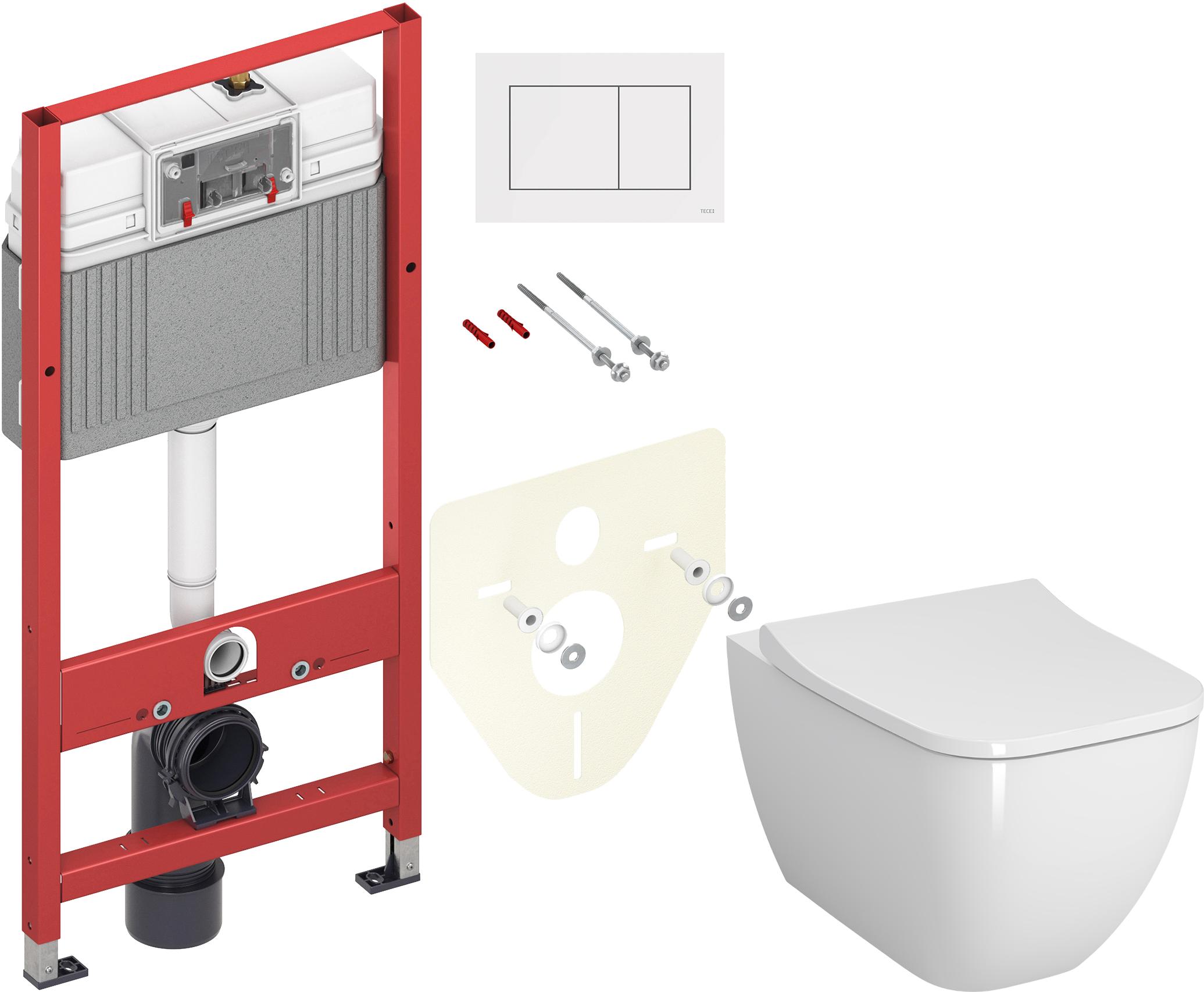 Комплект 3 в 1 Унитаз подвесной VitrA Shift 7742B003-0075 + Сиденье Integra Square 810-003-009 + Инсталляция с кнопкой TECE Base 9400413