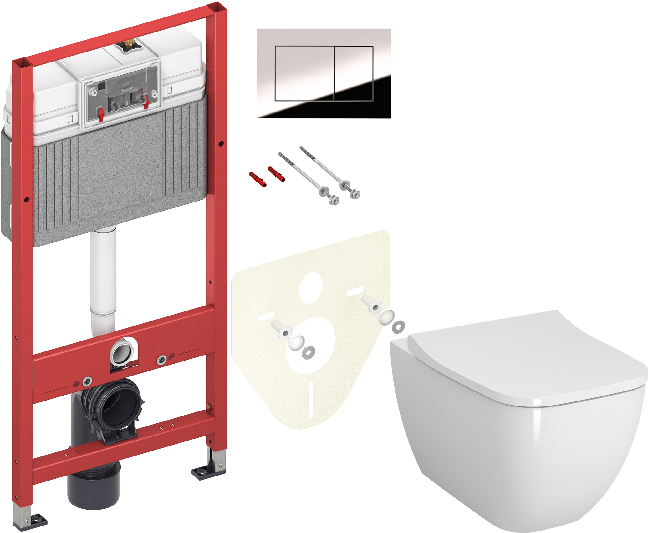 Комплект 3 в 1 Унитаз подвесной VitrA Shift 7742B003-0075 + Сиденье Integra Square 810-003-009 + Инсталляция с кнопкой TECE Now 9400412