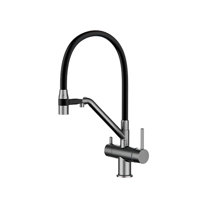 Смеситель для кухни Gappo G4398-89 с гибким изливом, оружейная сталь