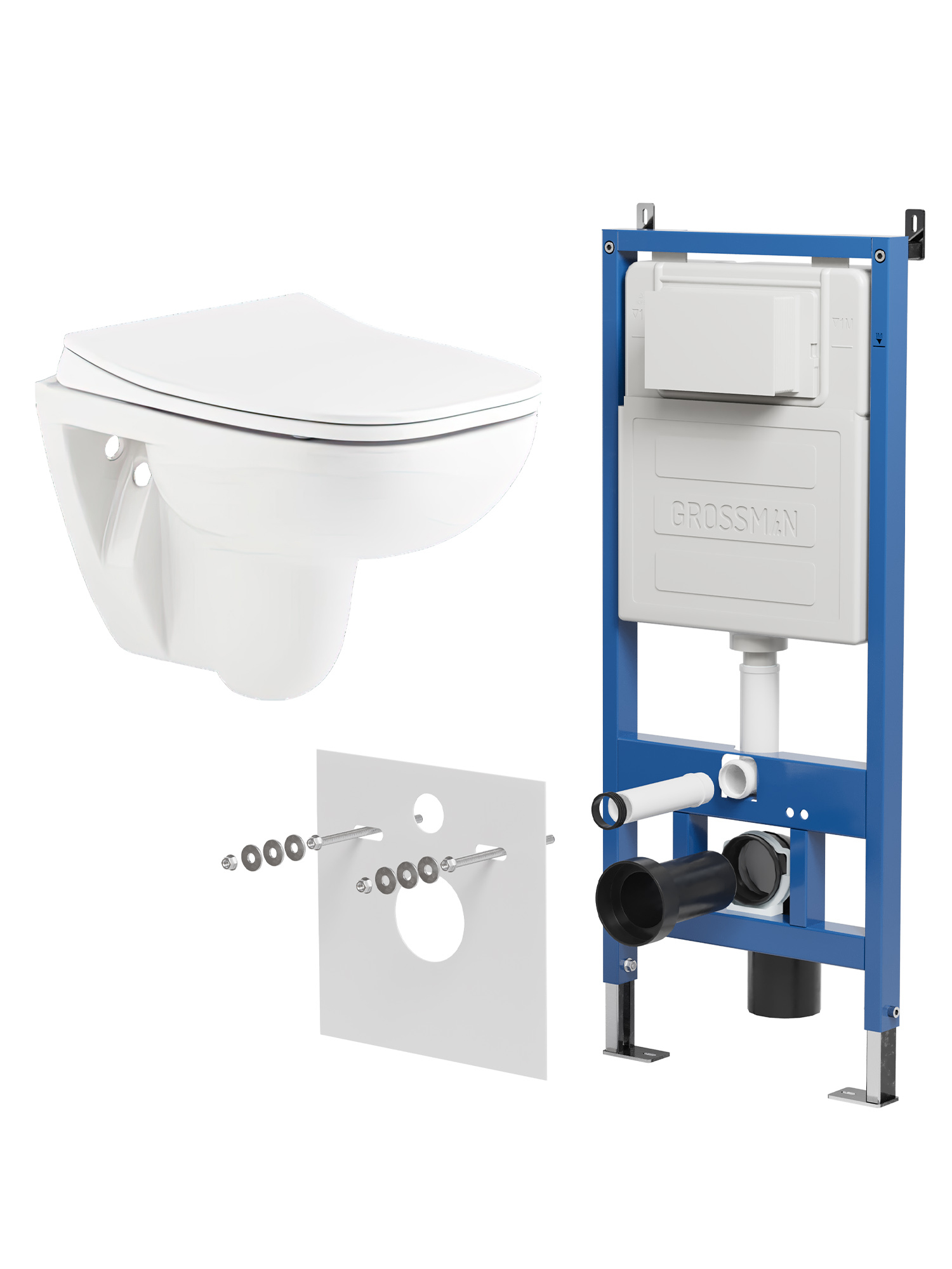 Комплект 3 в 1 Унитаз подвесной Seramiksan Petite A101002H + Сиденье AG50006 + Инсталляция Grossman 900.K31.01.000