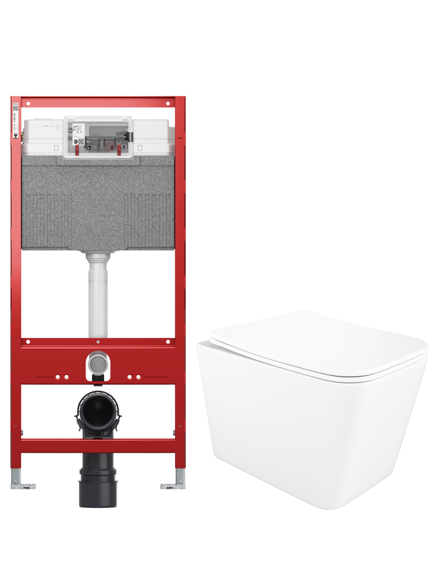 Комплект 4 в 1: Инсталляция TECE Profil TECEprofil Uni 2.0 9300302 + Унитаз подвесной STWORKI Молде S23401WH + Сиденье с микролифтом + Комплект креплений