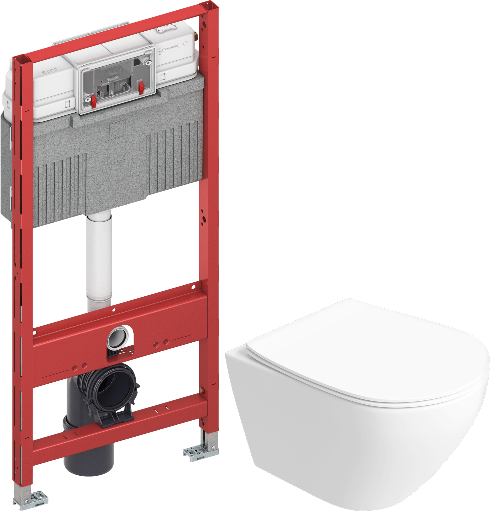 Комплект 4 в 1 Унитаз подвесной STWORKI Кронборг S28401WH, безободковый, с микролифтом, белый + Инсталляция TECE Profil TECEprofil Uni 2.0 9300302 + Комплект креплений