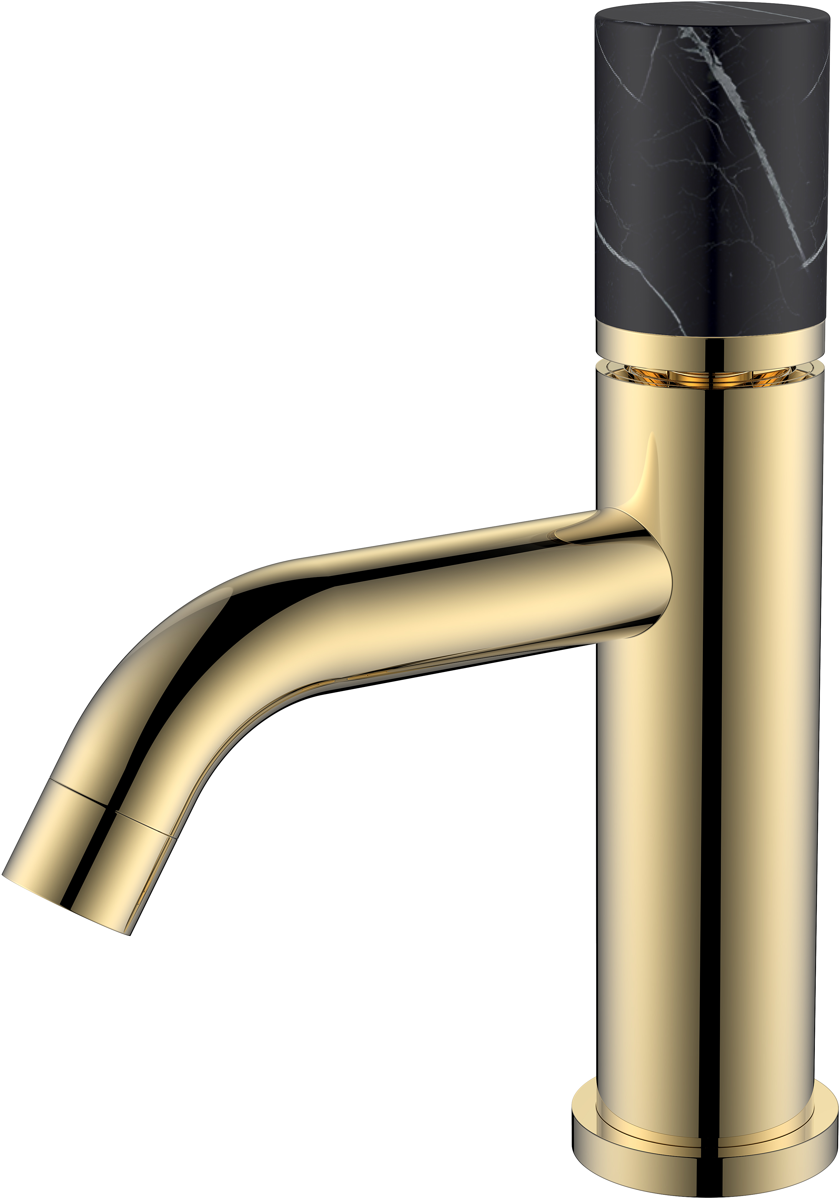 Смеситель для раковины Boheme Stick 121-G-MR-B золотой, мрамор черный