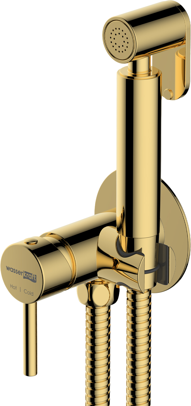 Гигиенический душ Wasserkraft Sauer A70738 со смесителем, С ВНУТРЕННЕЙ ЧАСТЬЮ, глянцевое золото PVD