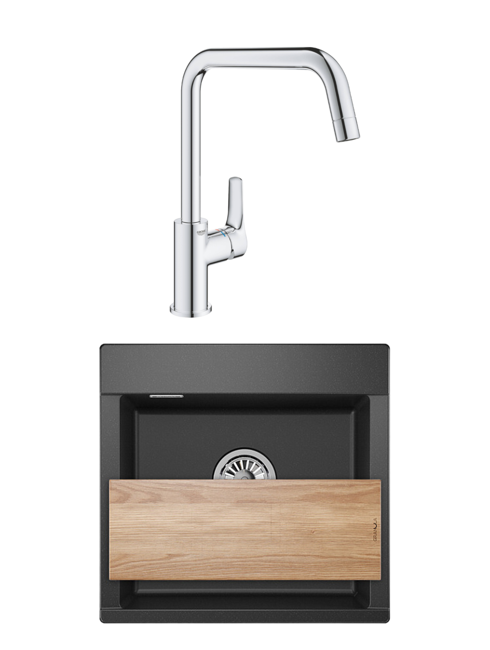 Комплект Мойка Granula Estetica 5201, черный + Смеситель Grohe Eurosmart