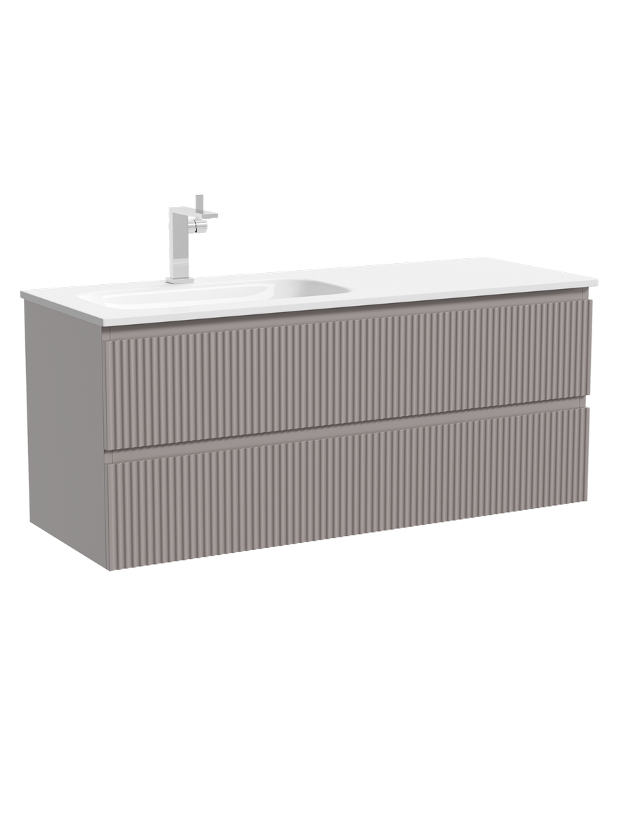 Тумба с раковиной Sancos Сноб Р (Snob R) 120 L подвесная, пыльная роза (doha soft)