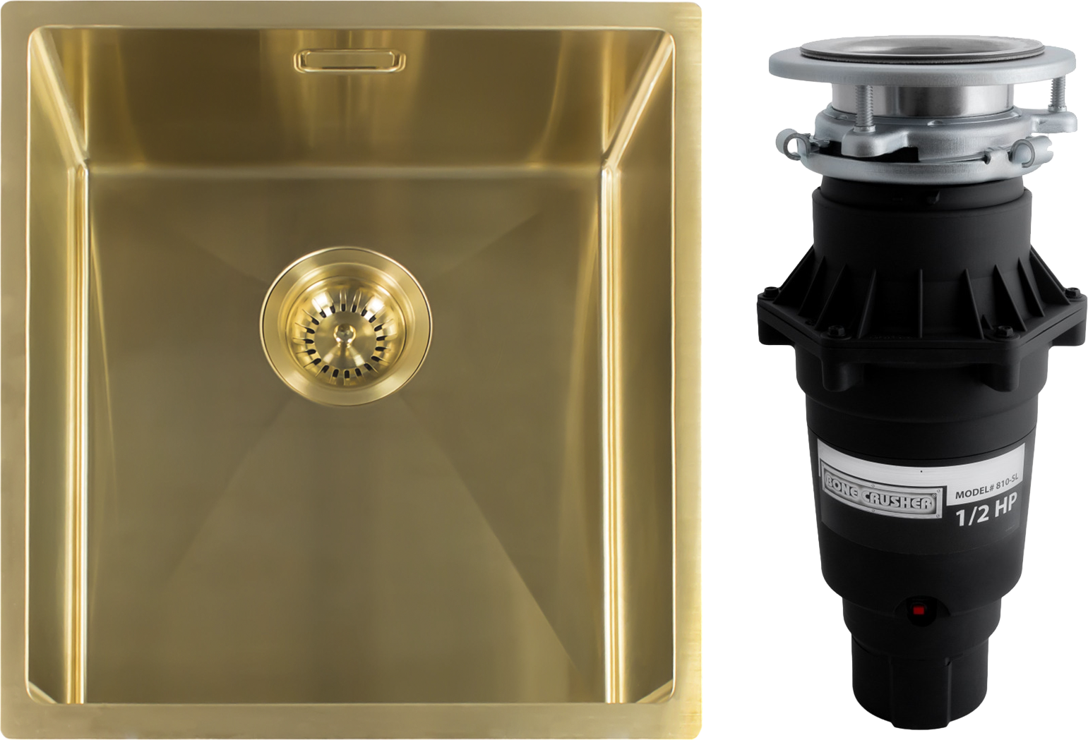 Комплект Мойка Reginox Miami 3,5" PVD, 40x40 gold + Измельчитель Bone Crusher BC 810-SL Slim Line