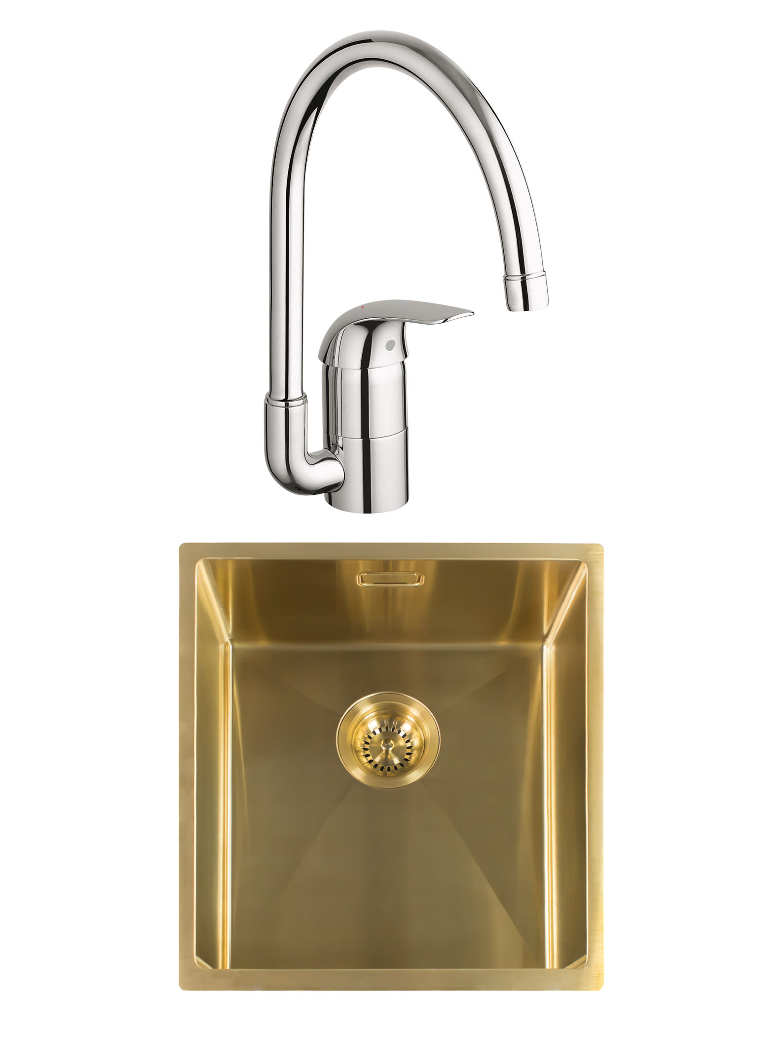 Комплект Мойка Reginox Miami 3,5" PVD, 40x40 gold + Смеситель Grohe Euroeco