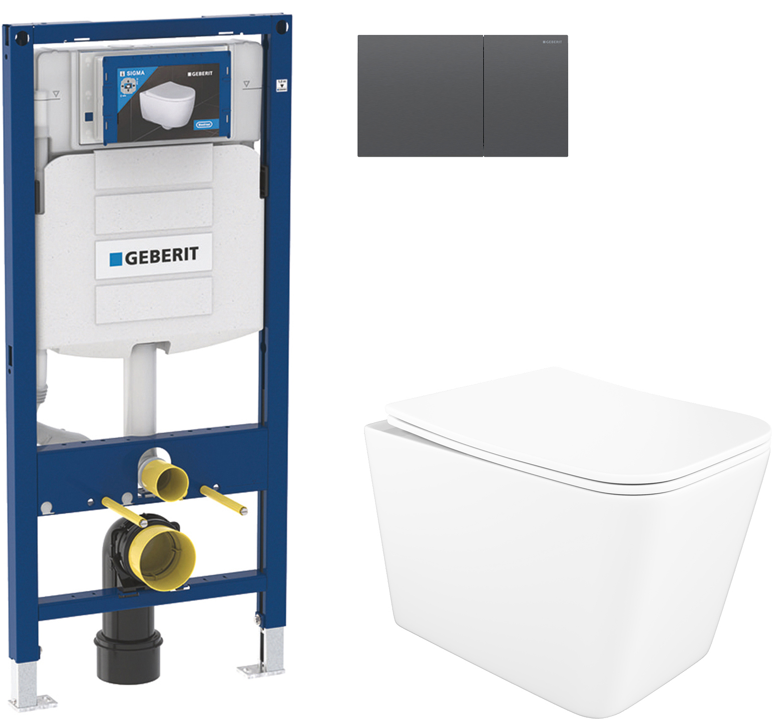 Комплект 4 в 1 Унитаз подвесной STWORKI Молде S23401WH + Инсталляция Geberit Duofix 111.300.00.5 + Кнопка Sigma 70 115.622.QD.1 + Крышка-сиденье