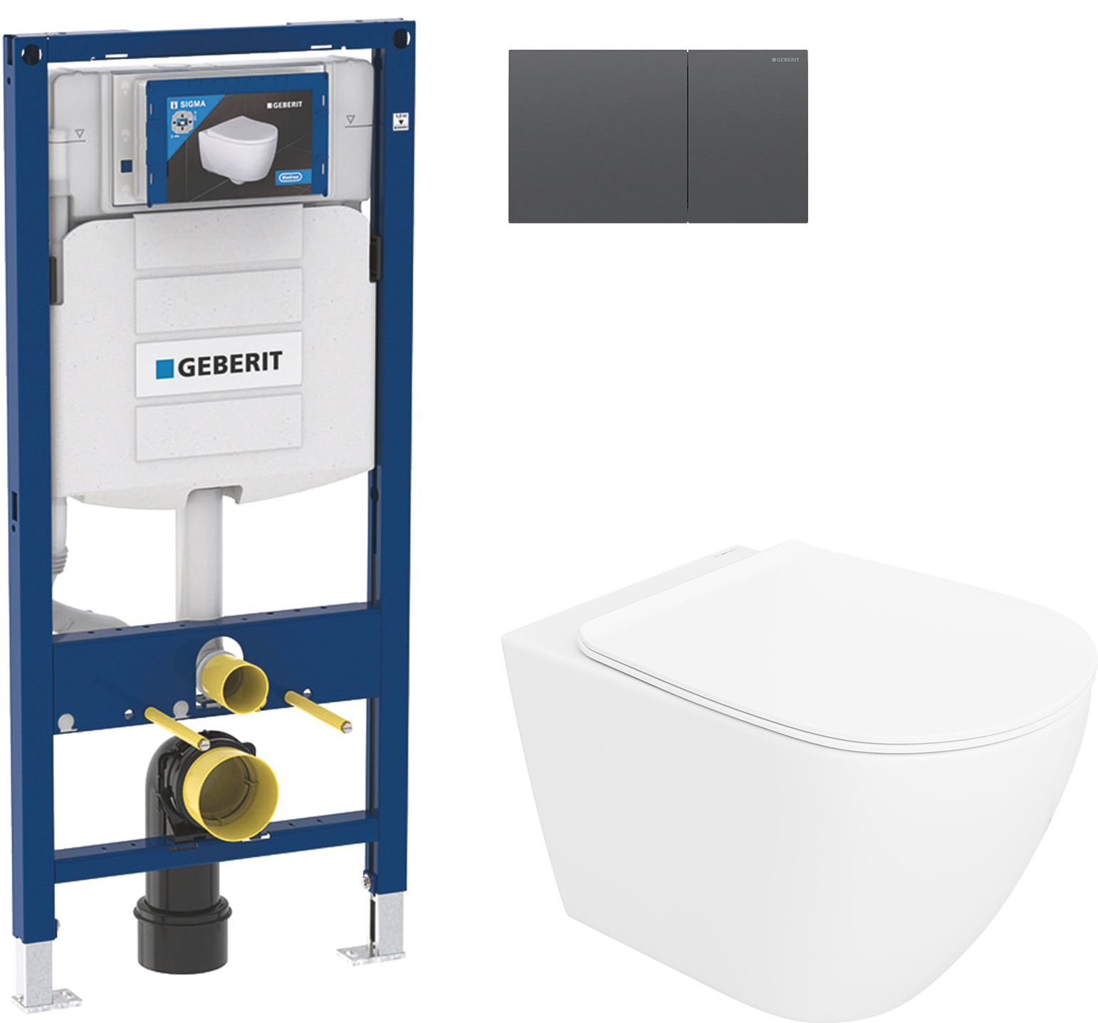 Комплект 4 в 1 Унитаз подвесной STWORKI Готланд S13401WH + Инсталляция Geberit Duofix 111.300.00.5 + Кнопка Sigma 70 115.622.QD.1 + Крышка-сиденье