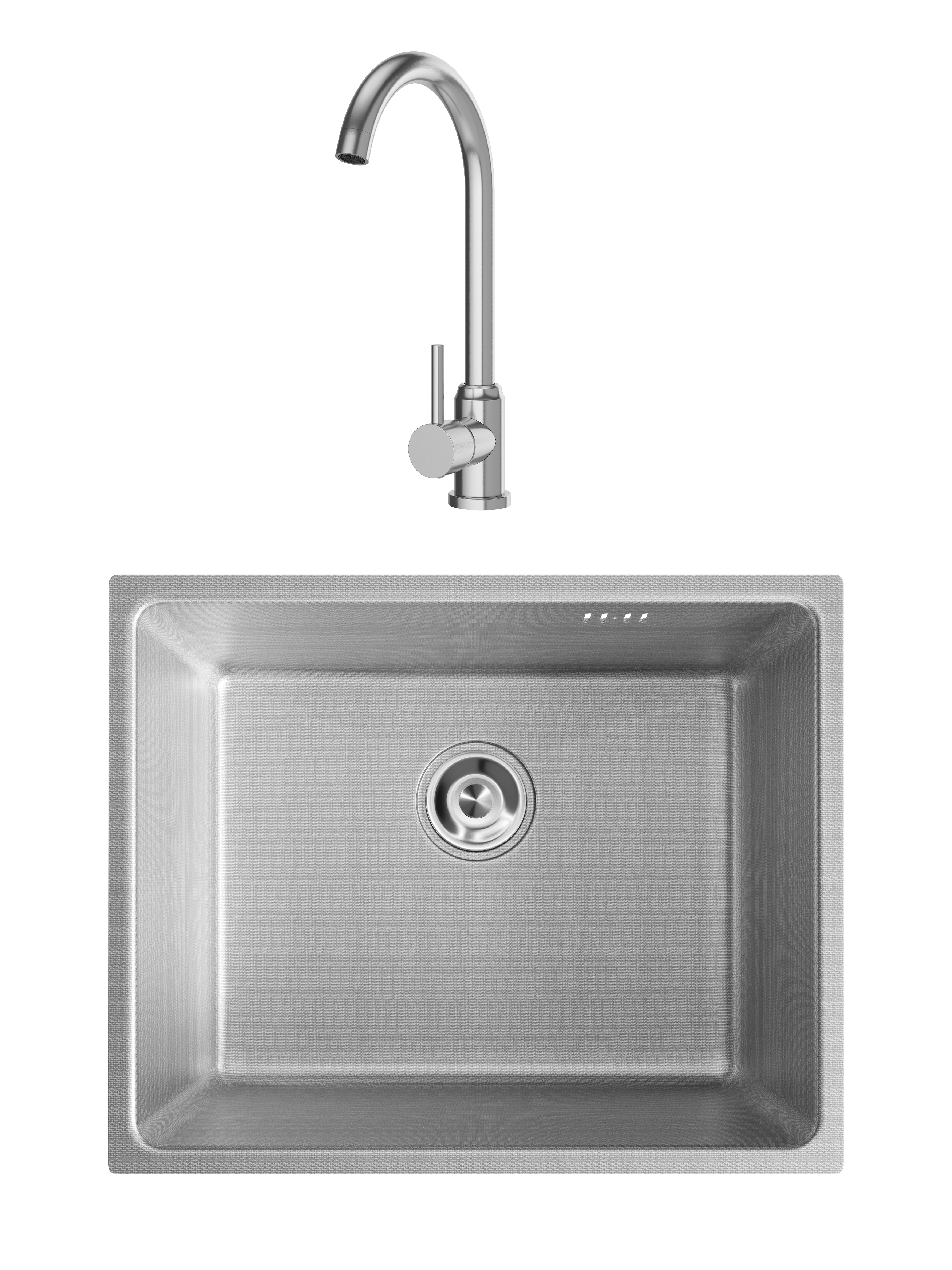 Комплект Мойка Domaci Равенна DMC-RV5444061S, 54x44 см, с сифоном, сталь + Смеситель Ливорно DMC02000S, сталь