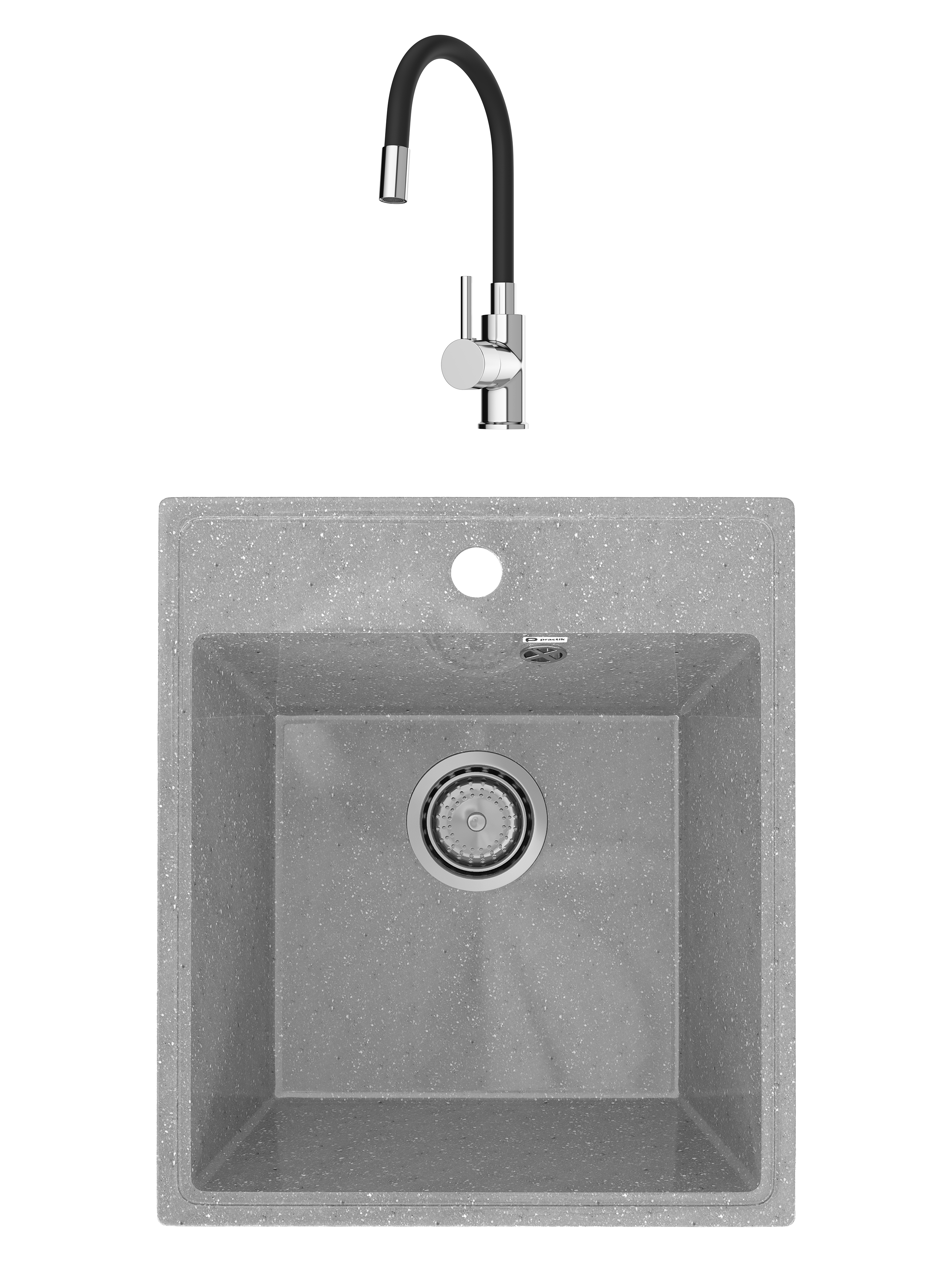 Комплект Мойка Practik PR-M 425-003, светло-серая + Смеситель Domaci Равенна DMC01150CR, с гибким изливом, хром