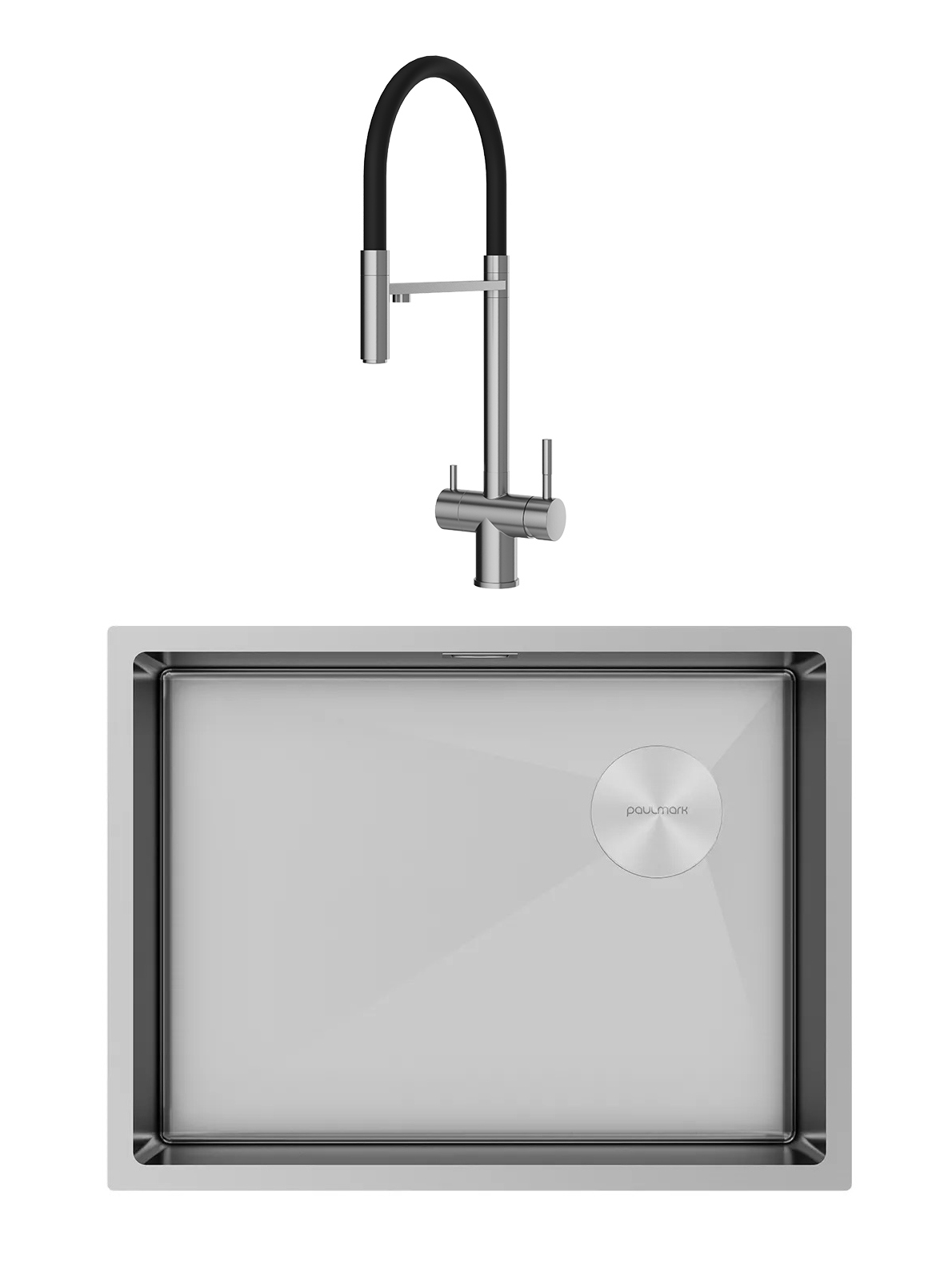 Комплект Мойка Paulmark Next-Skew PM885844-BS, брашированная сталь + Смеситель Domaci Ливорно D8644BR, брашированный