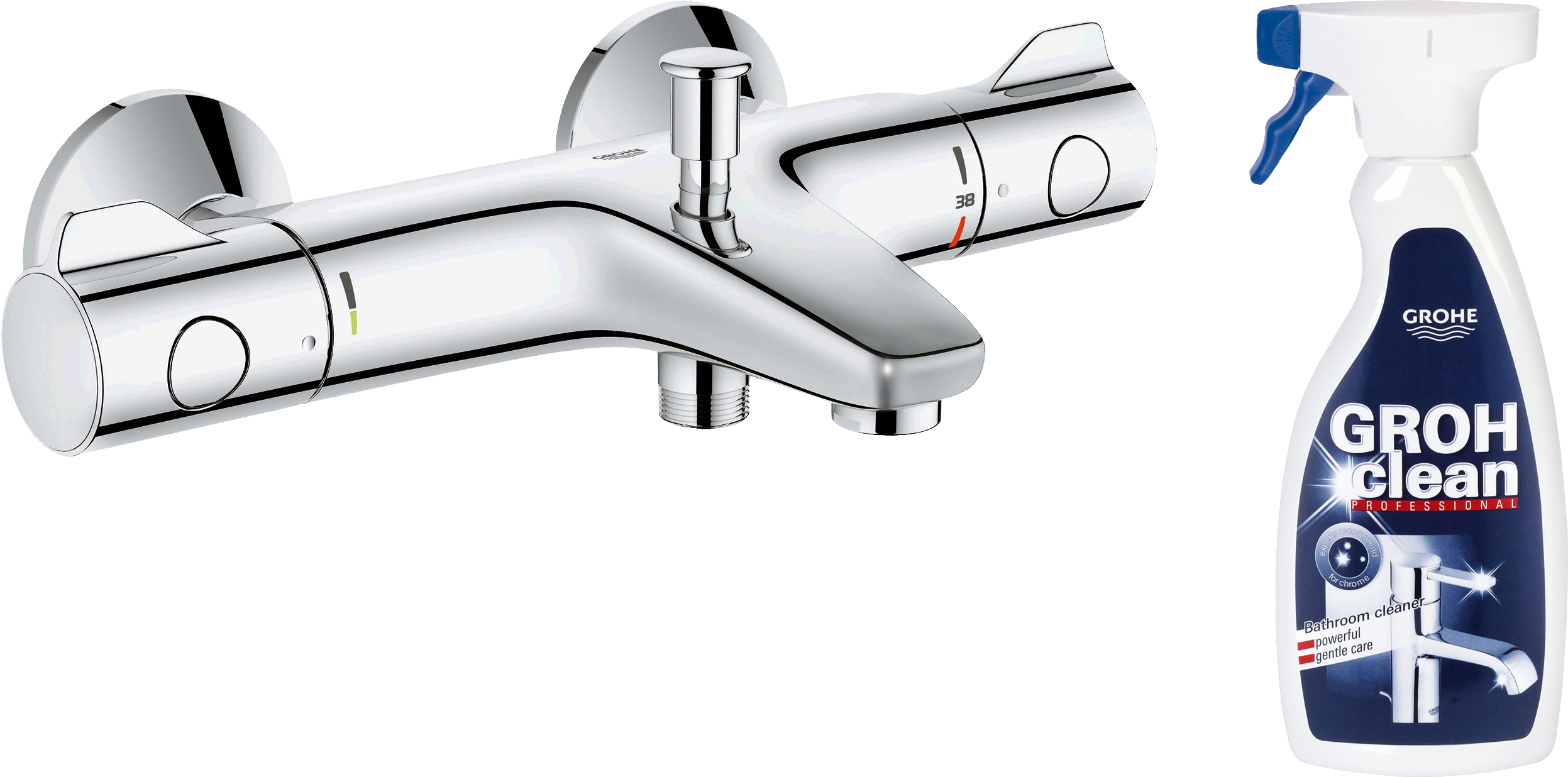 Термостатический смеситель Grohe Grohtherm 800 34567000 + средство для металлических поверхностей Grohe Grohclean 48166000 500 мл