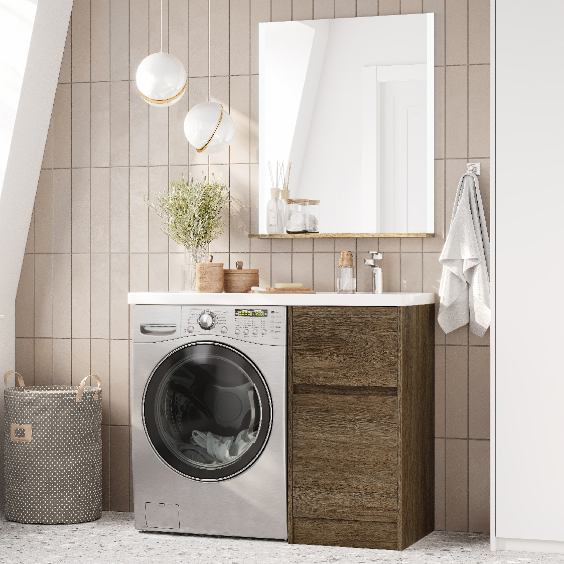 Мебель для ванной комнаты AQUATON Лондри 40 R, дуб кантри
