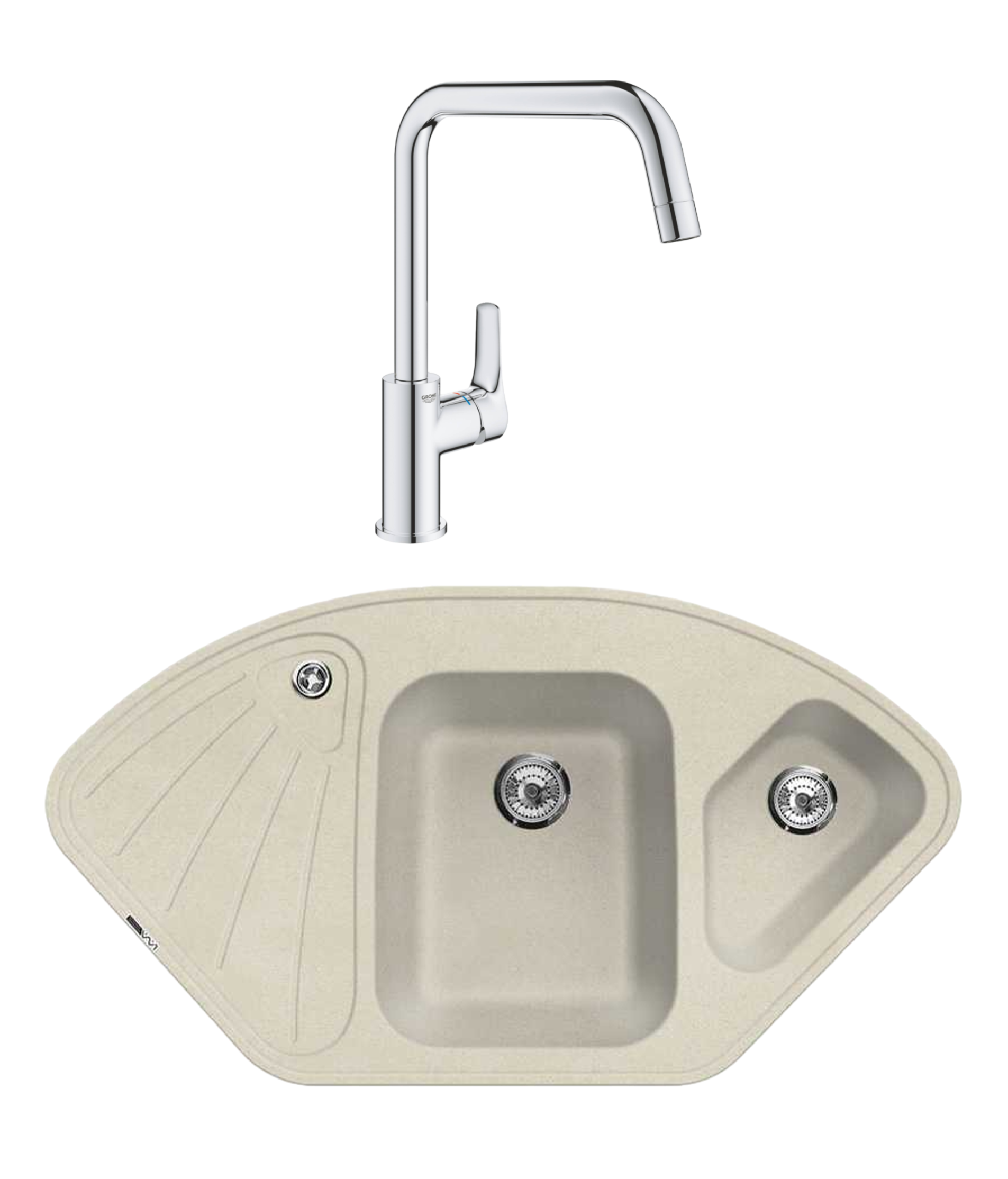 Комплект Мойка Lava A3.CRE, crema + Смеситель Grohe Eurosmart