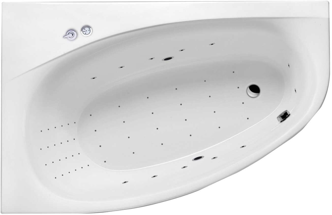 Акриловая ванна Excellent Kameleon Kameleon WAEX.KML17.NANO 170x110 см, угловая, левая, пристенная, с гидромассажем, белая, асимметричная, с каркасом, со сливом-переливом