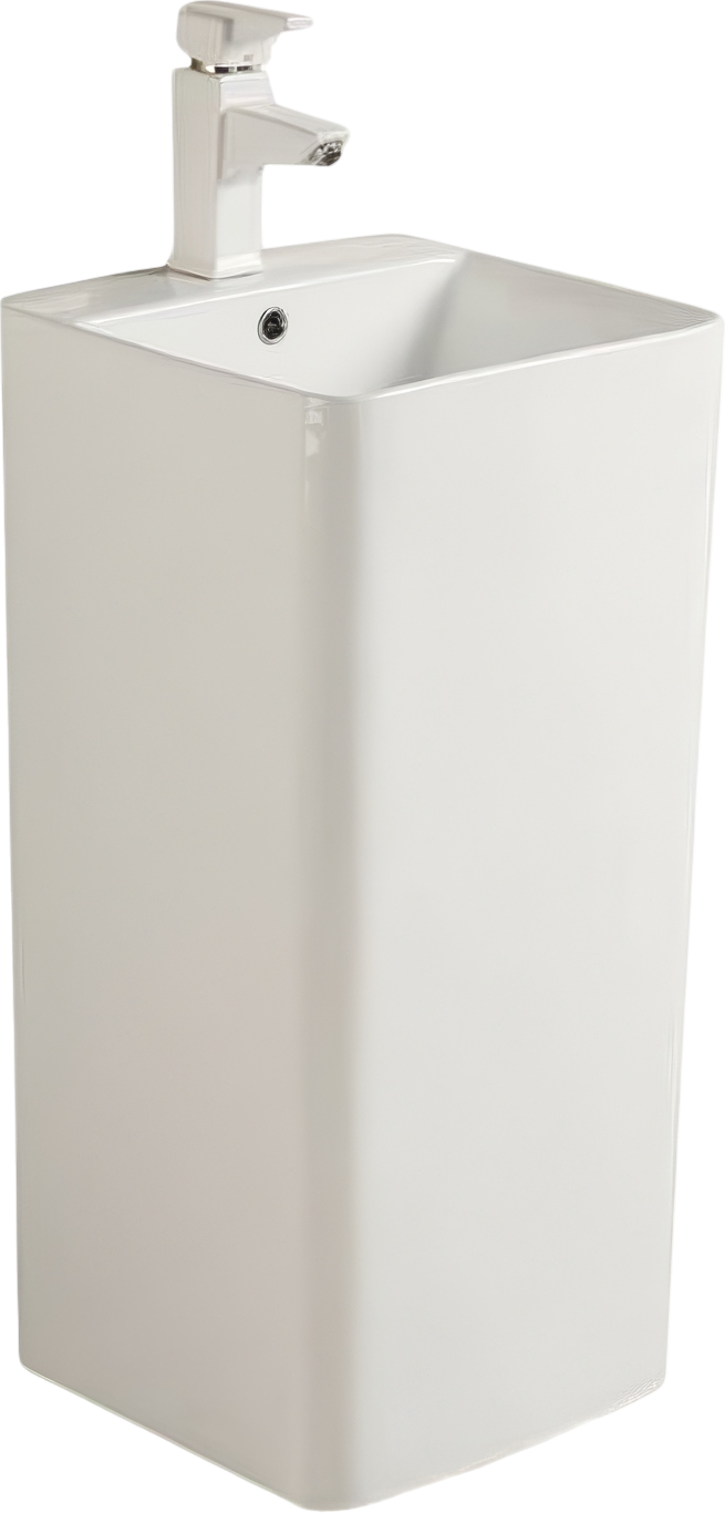 Раковина напольная SantiLine SL-4005 42 белая, квадратная, моноблок, фаянс