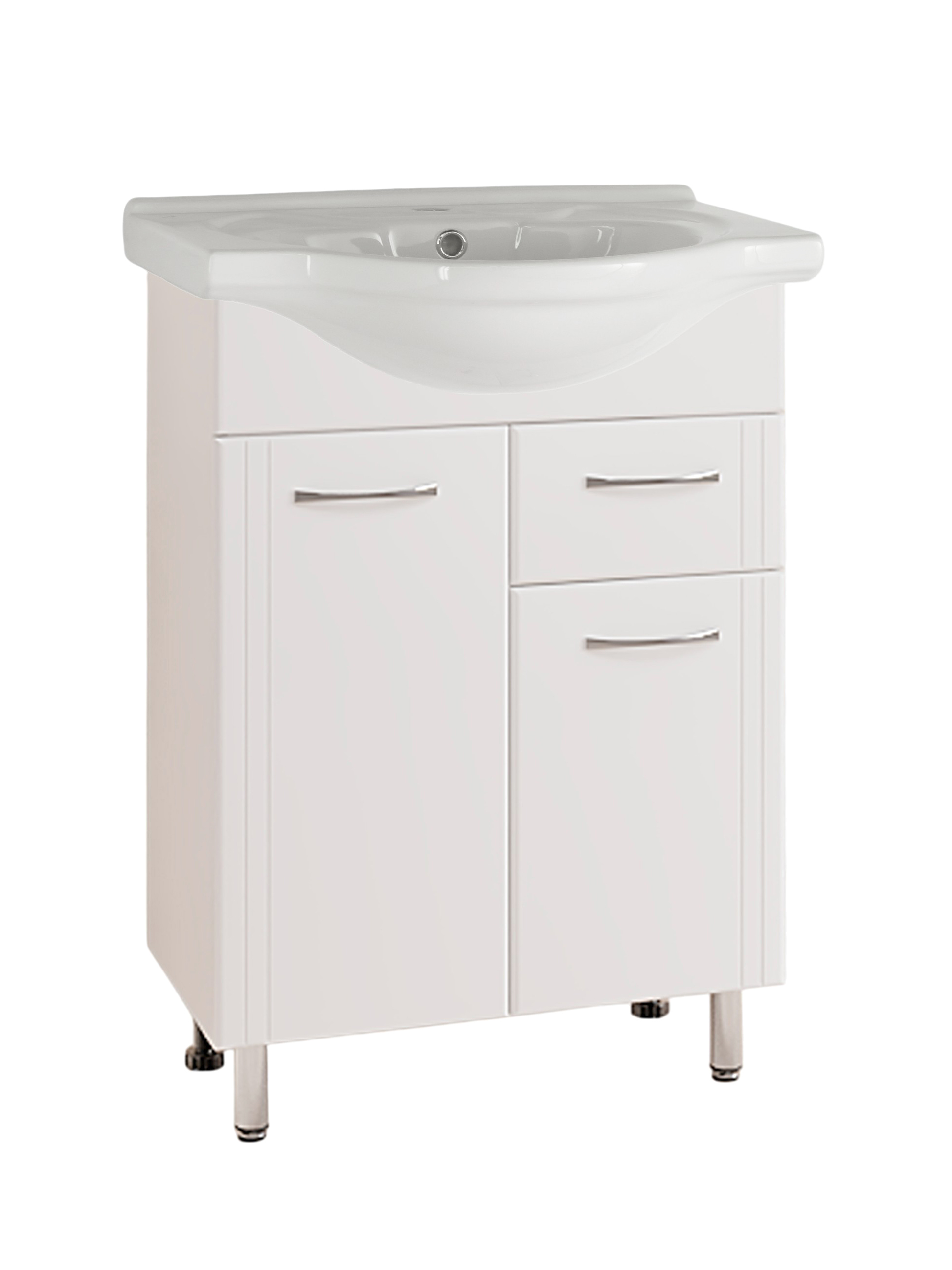 Тумба под раковину без столешницы Style Line Эко Стандарт 60 №11, глянцевая белая, под раковину Байкал 60