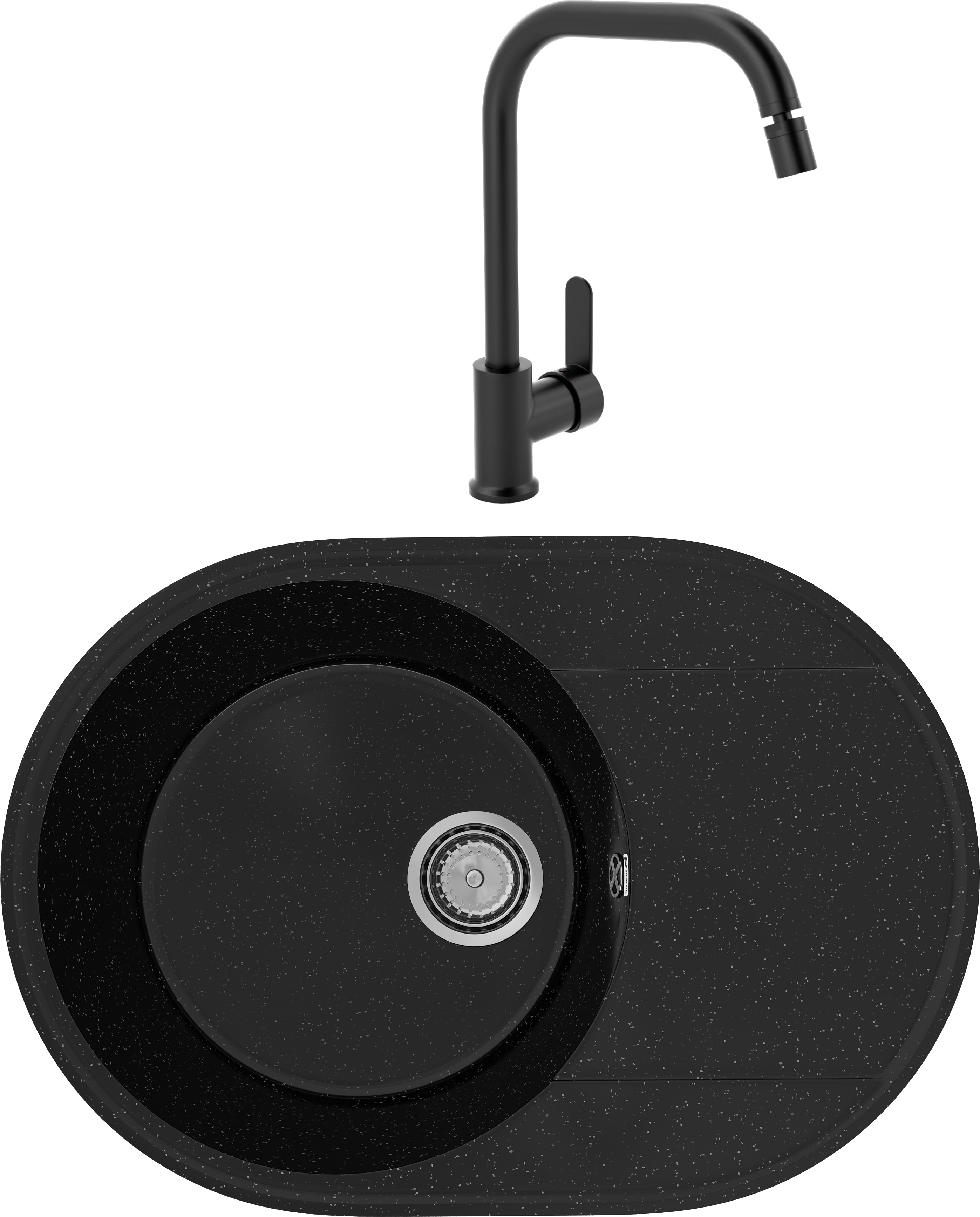 Комплект Мойка Practik PR-M 610-004, черный оникс + Смеситель MEGA City MG- ZRV104-B, черный