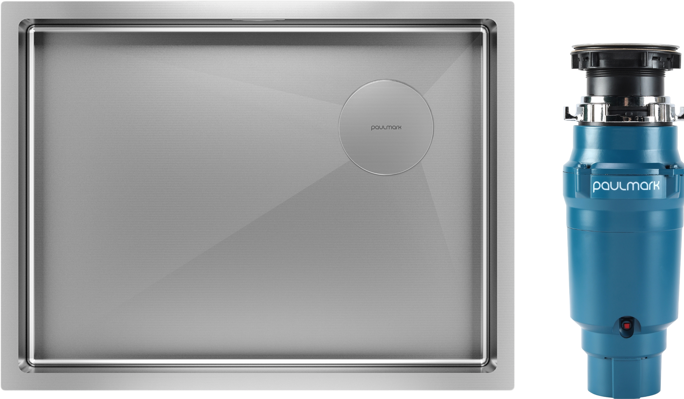 Комплект Мойка Paulmark Next-Skew PM885844-BS 58x44, брашированная сталь, нержавеющая сталь + Измельчитель Intenso I-400 электрический