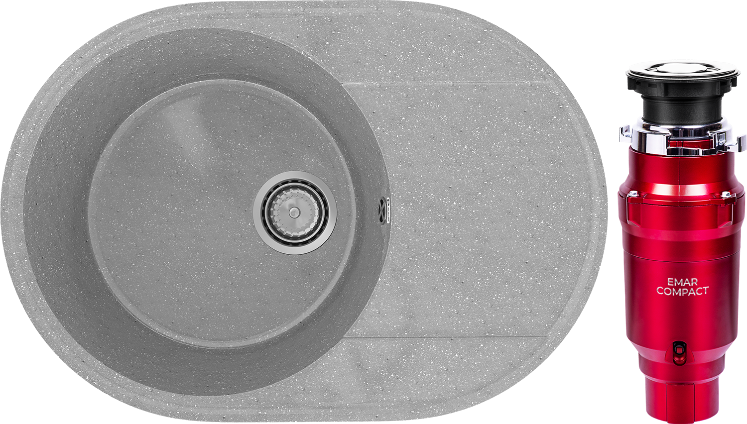 Комплект Мойка Practik PR-M 610-003, светло-серая + Измельчитель Emar