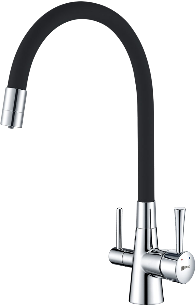 Смеситель для кухни Lemark Comfort LM3075C с гибким изливом, хром, черный
