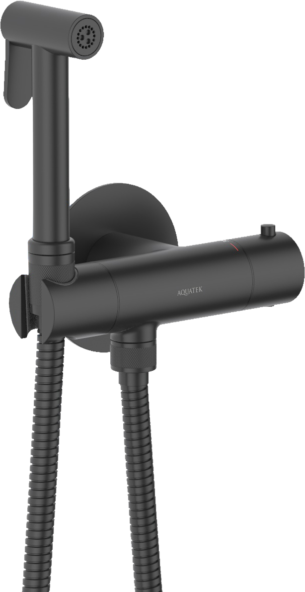Гигиенический душ AQUATEK Оберон AQ1027MB со смесителем, С ВНУТРЕННЕЙ ЧАСТЬЮ, матовый черный