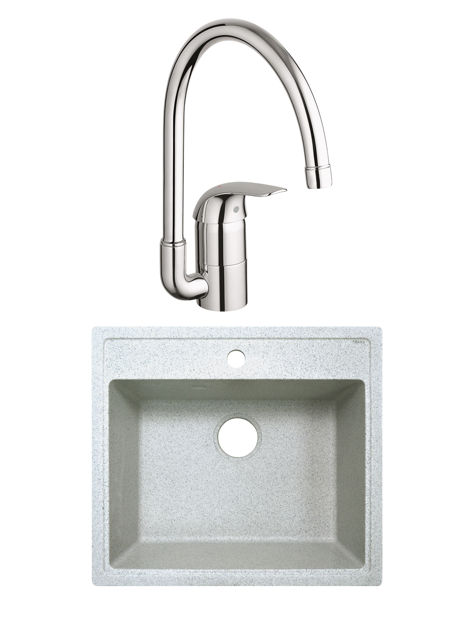 Комплект Мойка AZARIO Litos 00078328, светло-серая + Смеситель Grohe Euroeco
