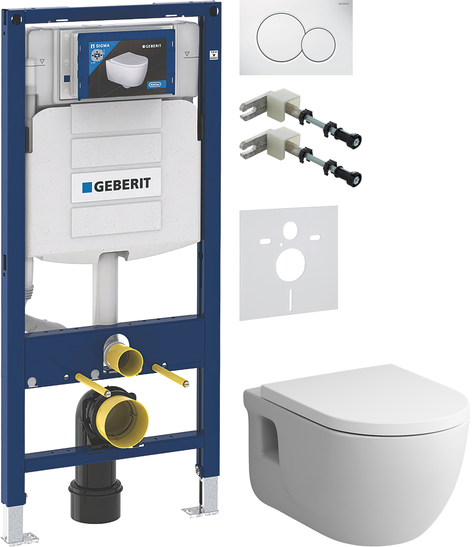 Комплект 5 в 1 Унитаз подвесной AM.PM Like C801701SC + Крепления Geberit Duofix 111.815.00.1, к стене + Звукоизоляция 156.050.00.1 + Инсталляция UP 320 111.300.00.5 (111.950.00.6) + Кнопка Sigma 01 115.770.11.5 цвет белый